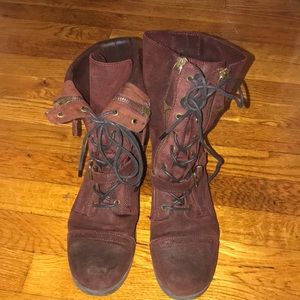 Distressed Burgundy Genuine Leather boots